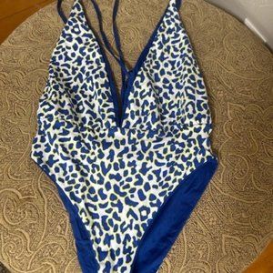 Maaji Azure Blue Safari Plunge One Piece, Worn Once Large